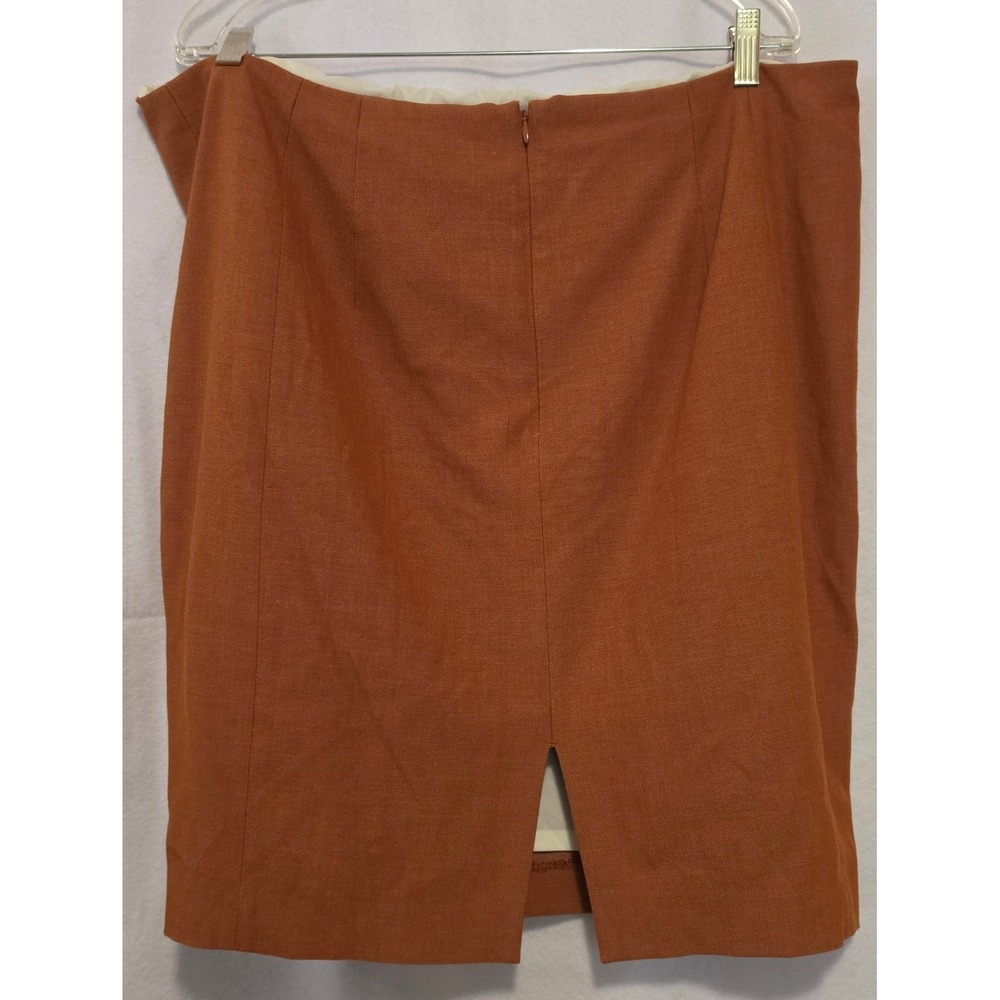 Express Rust Orange Textured Pencil Skirt Size 18 Back Vent Lined Professional - Picture 3 of 6